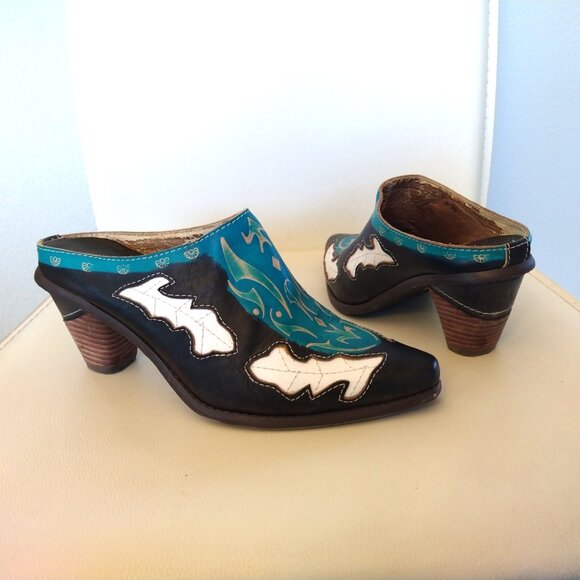 Spring Step - 'FUN', Cowgirl Western Mule booties - 39 or 8.5 - Picture 1 of 9